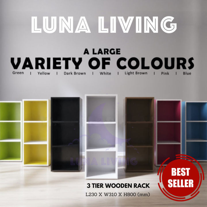 [READY STOCK] 3 Tier Wooden Multipurpose Rack Book Shelf Rak Buku ...