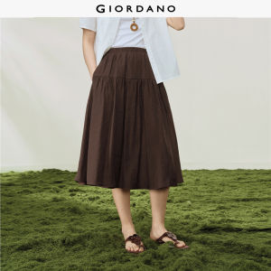 Giordano Women Soft Silk-like Wrinkle Resistant Elastic Waist Woven Skirt - High Quality Free Shipping 18466302