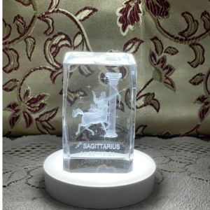 Premium 3D Engraved Sagittarius Crystal Block Nightlight Wireless Smart Motion Sensor LED Lamp Base Personalized Birthda