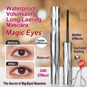 【送睫毛夹】防水浓密持久定型睫毛膏 Natural lengthening waterproof mascara Flake Free Formula Mascara Amplifier Natural Lash Extender Tubing Mascara Lash Primer Smudge Proof Waterproof 24H Hold Fiber Infused
