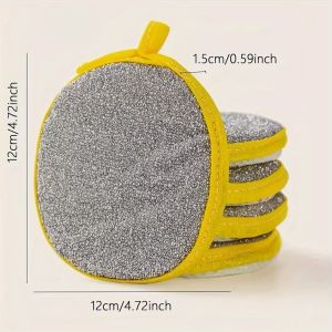 5pcs Double Sided Dishwashing Sponge Heavy Duty Silver Wire Cleaning Sponge for Kitchen Tableware