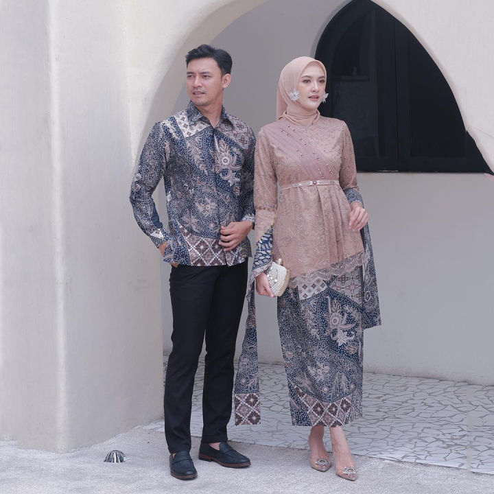 REAL PIC DAN BISA COD] Batik Couple Pasangan Erika Kebaya Brokat