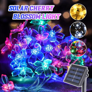VIVOLILV 【2-3 Days Delivery】Christmas Lights Solar Power LED Light Fairy Cherry Blossoms Light Outdoor Waterproof Solar Lights With Solar Panel For Christmas Decoration