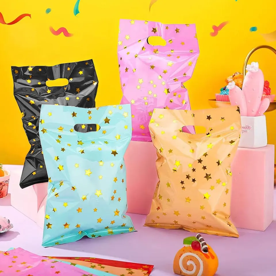 Disposable Gift Bag Plastic 10pcs Loot Bags Handle Festival Party Favor Bag  Candy Bags For Giveaways Loot Bags Birthday Party Bag For Wedding