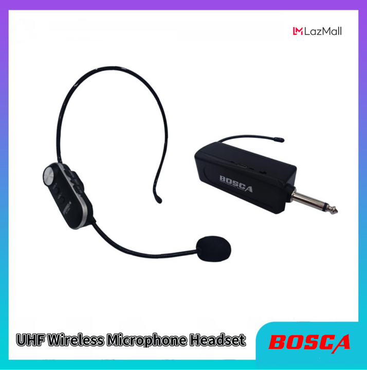 Bosca Portable UHF Wireless Lapel Microphone Headset with Receiver