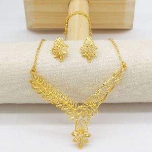 MAOMEI Thanh lịch Bộ trang sức hợp kim mạ vàng Cổ điển Xinh xắn Bông tai hình hoa Quà tặng Có thể điều chỉnh Dây chuyền và bông tai Dành cho phụ nữ