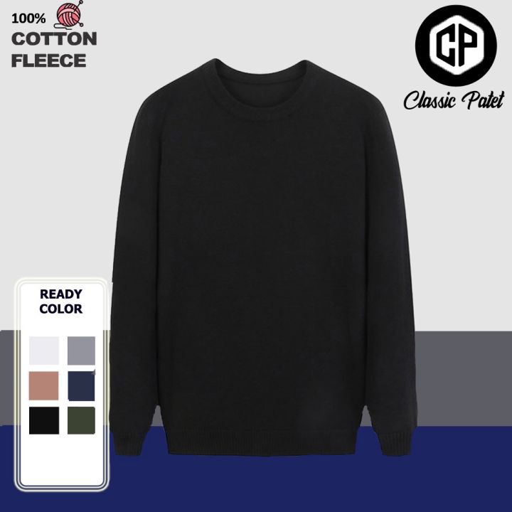 Sweater Pria Distro Polos Crewneck Fleece Hoodie Tanpa Kupluk