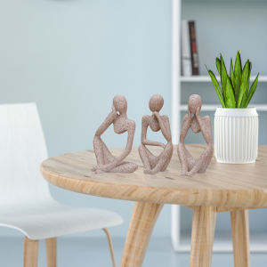 【New Arrival】 Modern Resin Thinker Art Figurines Set of 3 Abstract Sculptures for Elegant Home Decor