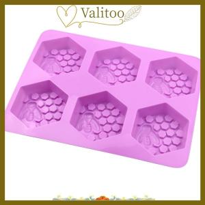 [Valitoo] 3D Handmade Soap Silicone Mold 6-Piece Bee Shape Silicone Mold DIY Handmade Soap Mold Homemade Honeycomb DIY Cake Mold