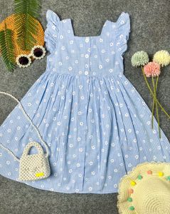Jimmedy.id - 48 Flowery Stripes Dress / Dress Anak Perempuan Motif Garis Bunga Usia 3-7 Tahun