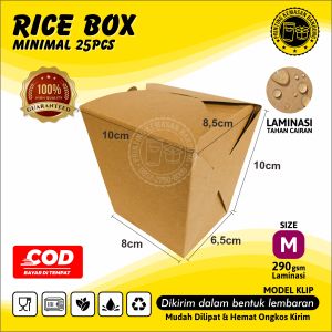 (25 pcs) Rice Box Paper Size M Dus makanan Take away Grosir
