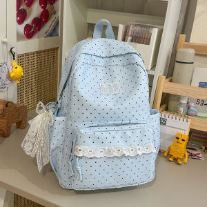 AE Korean Style ins Stylish school bag for junior high school girls high aesthetic value polka dot backpack casual and lightweight travel backpack for high school students