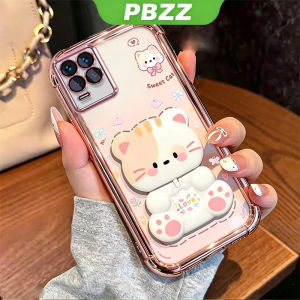 PBZZ Case for Realme 8 pro 8 4g realme 8 5g phone casing Softcase Silicone shockproof Cover new design aesthetic with holder cute pink cat Transparent for girls SJMMZJ2