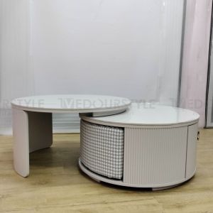 Vedourstyle Sintered Stone Ceramic 2in1 Coffee Table with stool /quality marble Round Coffee Table/Meja Kopi Ceramic 咖啡桌