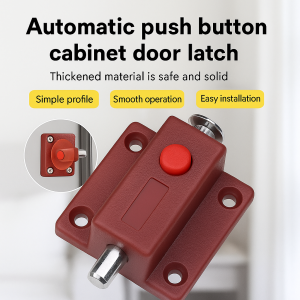 Button Latch Automatic Spring Latch Cabinet Baffle Bolt Durable Plastic Box Metal Rod Door And Window Bolts