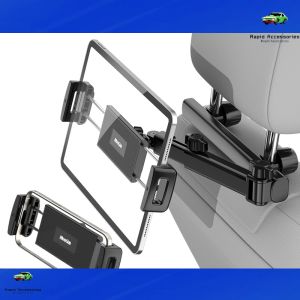 4.7-13 Inch Headrest Tablet Holder Adjustable Car Rear Seat Backrest Phone Bracket 360° Rotate Telescopic Stand