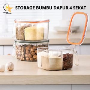 Tempat Wadah Bumbu Dapur 4 Sekat Serbaguna Wadah Bumbu Makanan