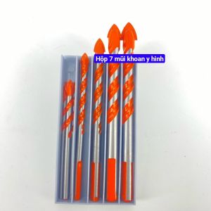 Bộ 7 mũi khoan đa năng 2 cạnh Kapusi Japan chân tam giác 3/4/5/6/8/10/12mm phù hợp khoan nhiều chất liệu – khoan gạch men đá hoa đá granit nhựa gỗ thủy tinh khoan kính khoan gỗ mũi khoan tường mui khoan tuong mui khoan