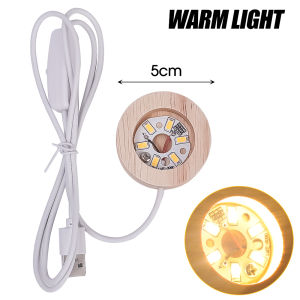Wooden LED Display Base Light Luminous USB Lamp Holder for Crystal Ball Glass Resin Art Ornament Stand Decor Kids Gifts