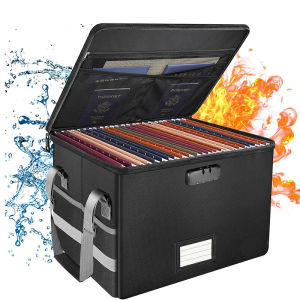 Fireproof Document File Organizer Box with Lock Legal Folder Storage Bag Document Storage Box with Zipper Home Office Letter Vault Safe Box Money cash Box With Lock