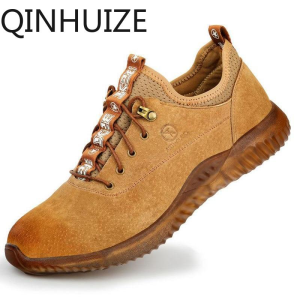 QINHUIZE Safety shoes and hats steel toe safety shoes summer mens work shoes mens breathable mesh size shoes wear steel toe work safety shoes men safety boots