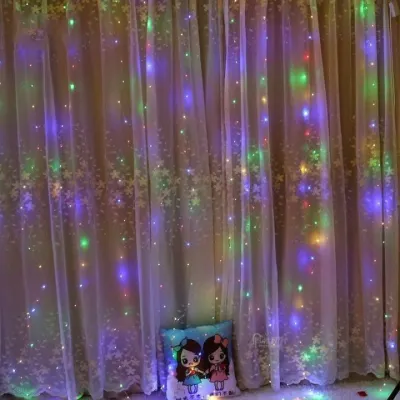 3Mx3M 300 LED Curtain Lights Romantic Christmas Wedding Decoration Outdoor Icicle String Light Remote-control USB Lamp