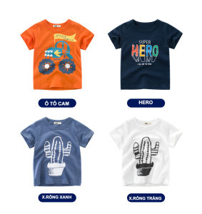 Áo thun bé trai tay ngắn hãng 27KIDS in chữ HERO chất cotton mềm mịn AT6