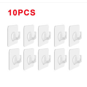 10/20Pcs Wall Hooks Transparent Strong Self Adhesive Door Wall Hanger Kitchen Bathroom Accessories Hook