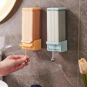 OMQAIO Easy Installation Makeup Cotton Storage Box Wall-mounted Space-saving Remover Paper Organizer Clear Pull Rod Cotton Swabs Holder Home