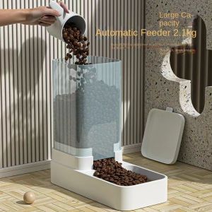 Dog Cats Automatic Feeder Drinker Plastic Large Capacity Quantitative Cat Food Bowl Drinking Without Plugging In Pet Supplies