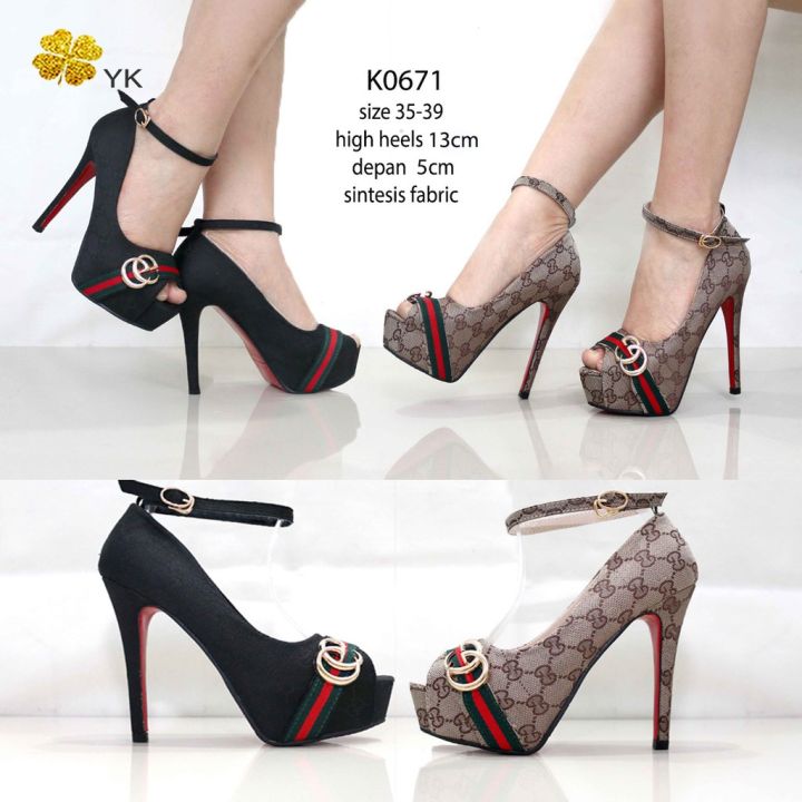 YKshoes 0671 heels 13cm peep toes heels black brown heels stiletto - Main Image