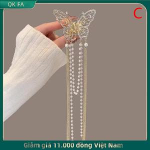 QK FA ✨ New Pha Lê Rhinestone Bướm Ngọc Trai Tua Kẹp Tóc Hàn Quốc Đơn Giản Side Clip Liu Hai Clip Cá Mập Kẹp Kẹp Tóc Phụ Kiện Tóc Phụ Nữ