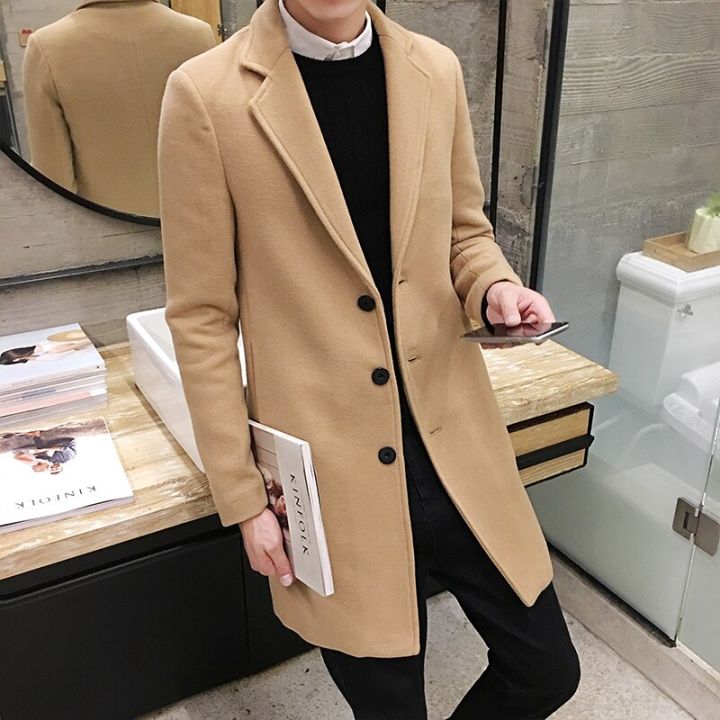 Men Wool Coat Mens Long Winter Dress Coat 2021 Autumn Winter