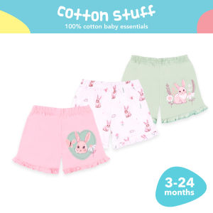 Cotton Stuff Classy Collection Baby Girly Shorts for Girls 100% Cotton Baby Clothes 3pcs (3-24 Months)