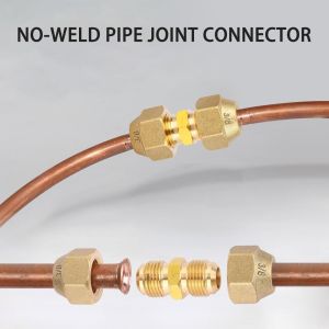 Q-1151 STORE 1/2" 1/4" 3/8" 3/4" 5/8" Pipe Extension Joint With Flare Nuts Straight Pipe Coupling Adapters  Copper Connectors HVAC Air Conditioning Refrigeration