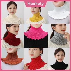 Heabety Giữ ấm và lạnh ngoài trời phụ nữ ấm áp dệt kim giả cổ áo dày cao cổ giả khăn quàng cổ có thể tháo rời cổ khăn
