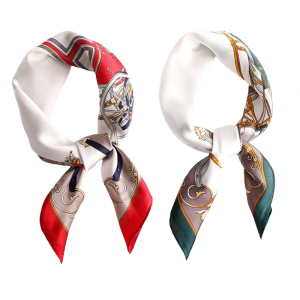 Elegant Printed Silk Scarf for Women Unique Designing Square Neckerchief Soft and Breathable Fabric Headwrap Scarf