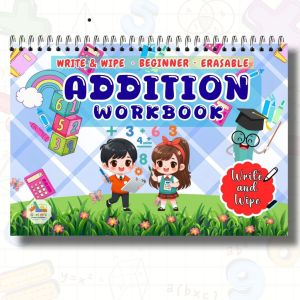 Write & Wipe Addition Workbook | Erasable Math Practice | Preschool & Kinder Age 4-6