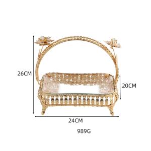 Tempat Kue Buah Nampan Keranjang Iron Glass Fruit Cake Tray Dessert Table Tray Decoration