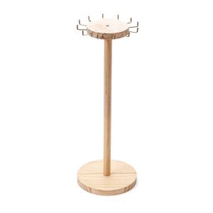 HUAGUES Solid Wood Jewelry Organizer Pendant Bracelets Display Stand Jewelry Storage Rack Creative Round Necklace Earrings Holder