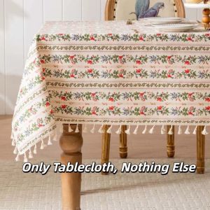MNTT Rectangular Printed Tassels Tablecloth Party Supply Smooth Table Cover Cloth French Style Anti-Slip Desk Protection Cover Banquet
