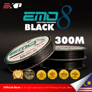 EXP EMO 8X 300m BLACK Braided Fishing Line Ultra Sensitive Smooth Thin Strong PE Multifilament Durable 20lbs-80lbs Tali
