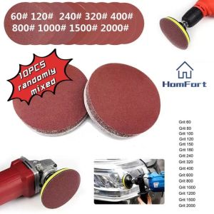 10PCS Randomly Mixed 3/4/5Inch Sanding Discs Round Shape Sandpaper 60-2000 Grit Hook Loop Sand Paper Abrasive Polishing