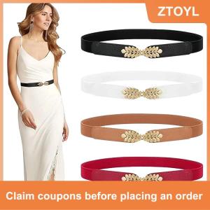 【ZTOYL】 1PC đa năng ăn mặc trang phục tự làm phụ kiện thời trang Phụ nữ PU đen trắng eo ban nhạc mỏng đàn hồi vành đai thắt lưng