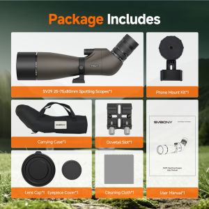 Svbony SV29 Spotting Scope Wide FOV 25-75x80mm Large Aperture High Resolution with 1.25-inch Interface for Training