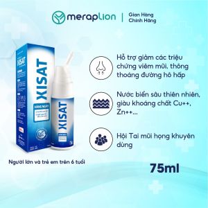 Xịt mũi nước biển sâu XISAT hằng ngày 75ml vệ sinh mũi phòng ngừa sổ mũi ngạt mũi và viêm xoang - T4