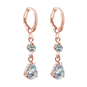 Dangle Zirconia Charm Ear Studs Stylish Zirconia Embellished Earrings Perfect for Weddings and Parties