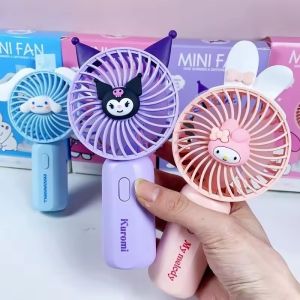 Kawaii Hello Kitty My Melody Cinnamoroll Kuromi Cartoon Anime Mini Fan Cute Usb Charging Portable Handheld Fan Gifts Toys