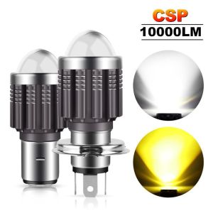 1pcs H4 H6 BA20D PX15D Led Motorcycle Headlight Bulbs 10000LM 12W CSP Chips Fisheye Convex Len Spotlight Dual Color White Yellow 6000K