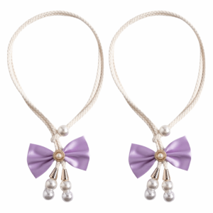 LONE TIMES 2Pcs Modern Bows Curtain Tiebacks Adjustable Minimalist Curtain Holdbacks Elegant Pearl Pendant Curtain Ties Sheer Curtains
